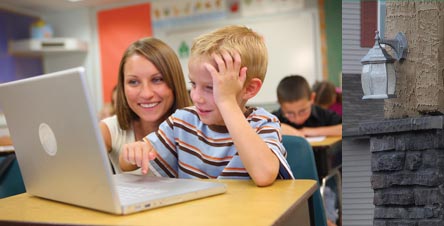 School teacher and student